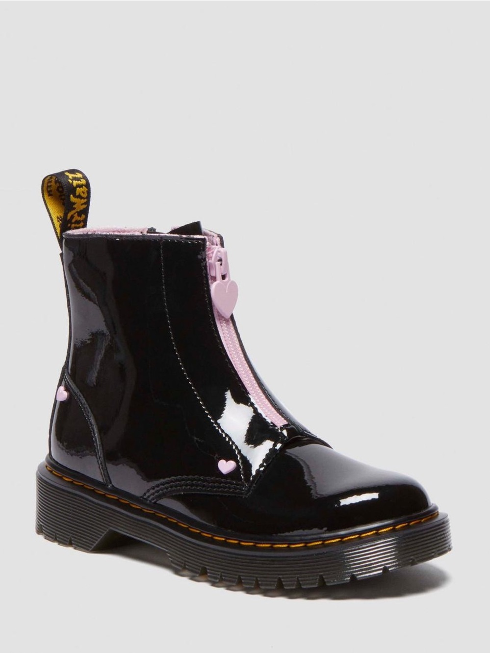Dr. Martens JUNIOR HEART NAPPA PATENT LEATHER PULL-ON BOOTS